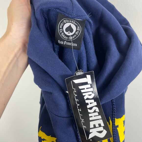 THRASHER Blue Burn it Down Hoodie SIZE Medium NWT - Picture 5 of 5